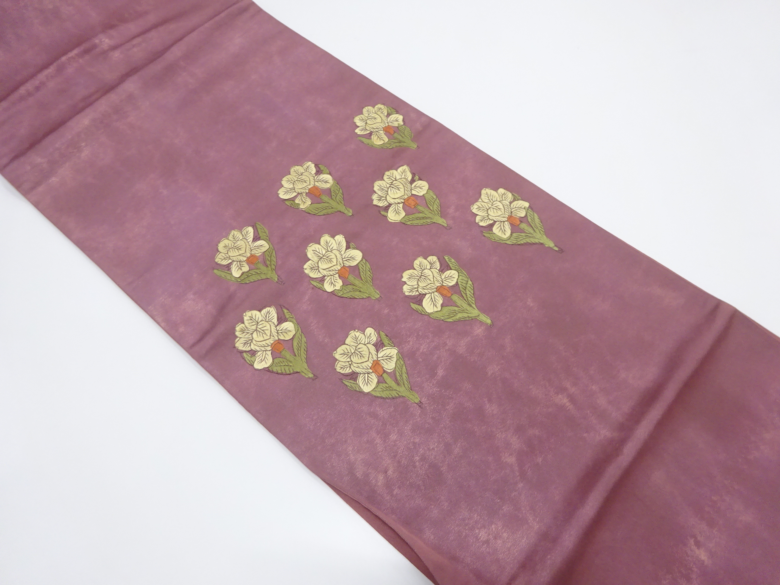 花模様　刺繍　袋帯